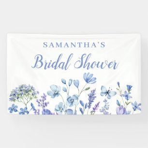 Blauw bloem bruiloft shower banner