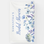 Blauw bloem bruiloft shower banner (Verticaal)