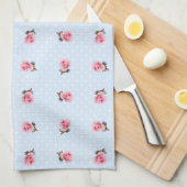  blauw bloem en stippen theedoek (Quarter Fold)