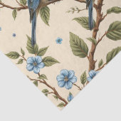 Blauw Bloem- en Vogelontwerp Decoupage Tissuepapier (Detail)