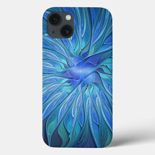 Blauw Bloem Fantasie Patroon, Abstracte Fractale K Case-Mate iPhone Case (Achterkant)