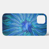 Blauw Bloem Fantasie Patroon, Abstracte Fractale K Case-Mate iPhone Case (Achterkant (horizontaal))