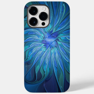 Blauw Bloem Fantasie Patroon, Abstracte Fractale K Case-Mate iPhone 14 Pro Max Hoesje