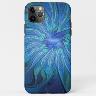 Blauw Bloem Fantasie Patroon, Abstracte Fractale K Case-Mate iPhone Case