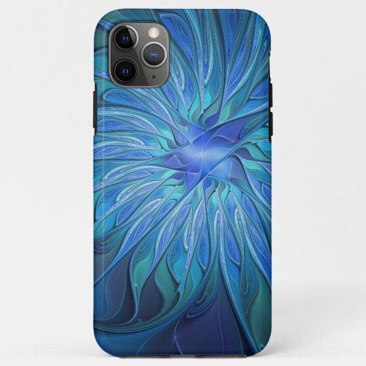Blauw Bloem Fantasie Patroon, Abstracte Fractale K Case-Mate iPhone Case (Achterkant)