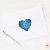 Blauw Bloem Fantasie Patroon, Abstracte Fractale K Hart Sticker (Envelop)