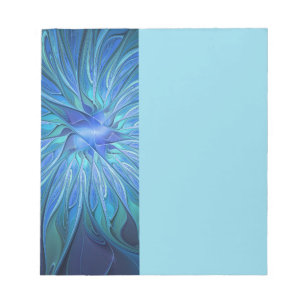 Blauw Bloem Fantasie Patroon, Abstracte Fractale K Notitieblok