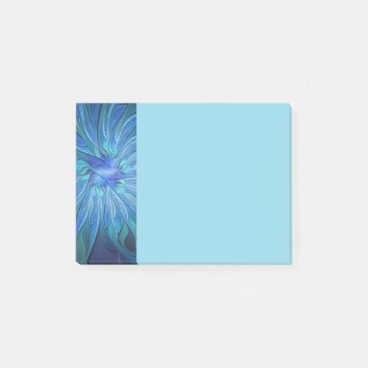 Blauw Bloem Fantasie Patroon, Abstracte Fractale K Post-it® Notes (Voorkant)