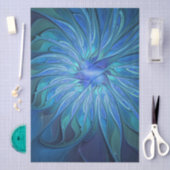 Blauw Bloem Fantasie Patroon, Abstracte Fractale K Tissuepapier (Craft)