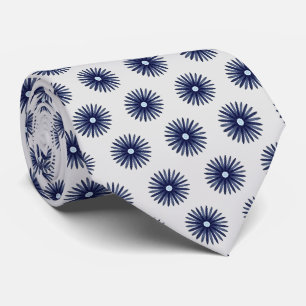 Blauw Bloem Grafisch Patroon Stropdas