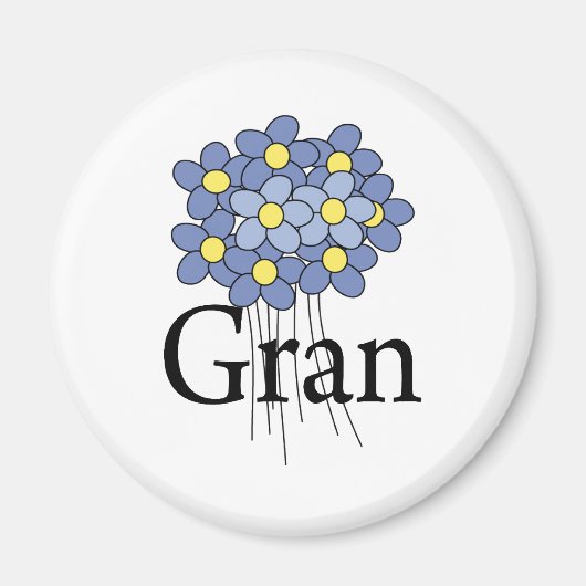  Blauw Bloem Gran T-shirt Magneet (Voorkant)