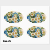 Blauw Bloem het Water geven kan Ovale Sticker (Vel)