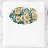 Blauw Bloem het Water geven kan Ovale Sticker (Tas)