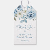 Blauw bloem iets blauw bruidsdouche dank je cadeaulabel (Voorkant)