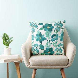 Blauw Bloem Illustratie Patroon – Kleurrijke Bloem Kussen
