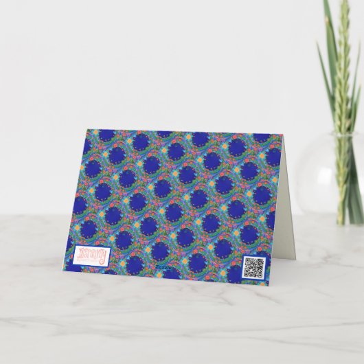 Blauw Bloem Inspirivity Bloemen  Plezier Kaart (Achterkant)