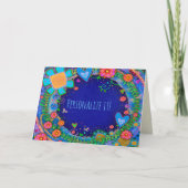 Blauw Bloem Inspirivity Bloemen  Plezier Kaart (Voorkant)