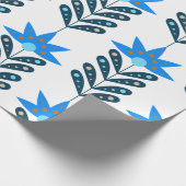 Blauw Bloem Kerstmis Wrapping Papier (Hoek)