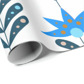 Blauw Bloem Kerstmis Wrapping Papier (Rol Hoek)