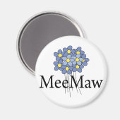  Blauw Bloem MeeMaw T-shirt Magneet (Voorkant / Achterkant)