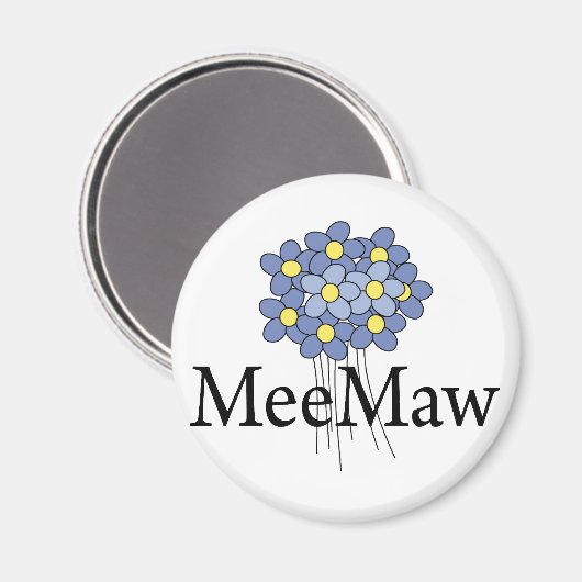  Blauw Bloem MeeMaw T-shirt Magneet (Voorkant / Achterkant)