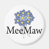  Blauw Bloem MeeMaw T-shirt Magneet (Voorkant)