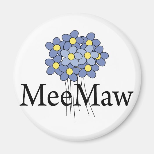  Blauw Bloem MeeMaw T-shirt Magneet (Voorkant)