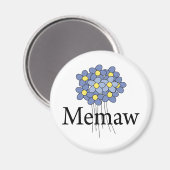  Blauw Bloem Memaw T-shirt Magneet (Voorkant / Achterkant)
