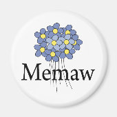  Blauw Bloem Memaw T-shirt Magneet (Voorkant)