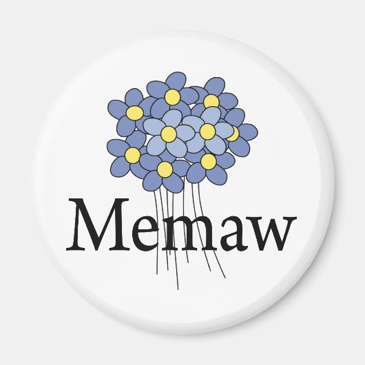  Blauw Bloem Memaw T-shirt Magneet (Voorkant)