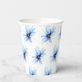 Blauw bloem minimalistische elegante bruidsdouche papieren bekers