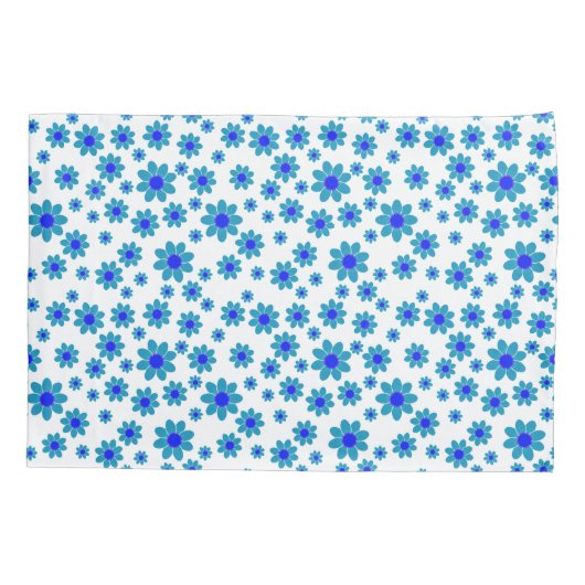 Blauw Bloem Motief | Daisy Pattern Kussensloop (Achterkant)