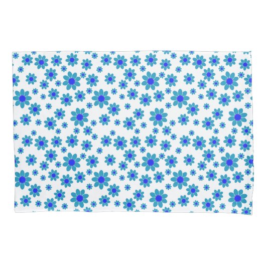 Blauw Bloem Motief | Daisy Pattern Kussensloop (Voorkant)