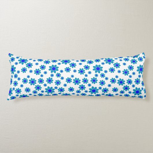 Blauw Bloem Motief | Daisy Pattern Lichaamskussen (Voorkant)