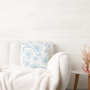 Blauw Bloem Motief Elegantie Kussen