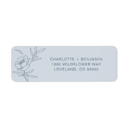 Blauw Bloem Motief Retouradres Label