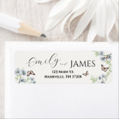 Blauw Bloem Motief Retourlabel Etiket (Insitu)