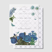 Blauw Bloem Motief Waterverf Elegante Trouw  Vellum Uitnodigingen (Offset (Uitnodiging))