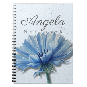 Blauw Bloem Notitieboek Naam   Korenbloem Journal