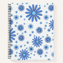 Blauw Bloem Power Notitieboek in Wit