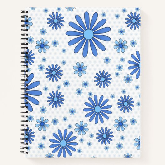 Blauw Bloem Power Notitieboek in Wit (Voorkant)