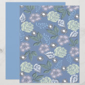 Blauw Bloem Schrijfboek Papier (Voorkant / Achterkant)