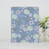 Blauw Bloem Schrijfboek Papier (Staand voorkant)