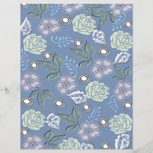 Blauw Bloem Schrijfboek Papier (Voorkant)