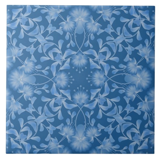 Blauw, bloem, sierbloem, folk tegeltje (Voorkant)