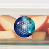 blauw, bloem van het leven, heilige geometrisch, m labels (Aangebracht)