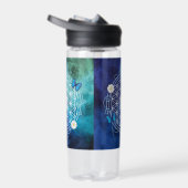blauw, bloem van het leven, heilige geometrisch, m waterfles (Rechts)