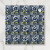 Blauw bloem waterverf patroon bedankjes labels (Achterkant)