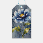 Blauw bloem waterverf patroon cadeaulabel (Achterkant)