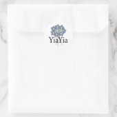 Blauw Bloem YiaYia T-shirt Ronde Sticker (Tas)